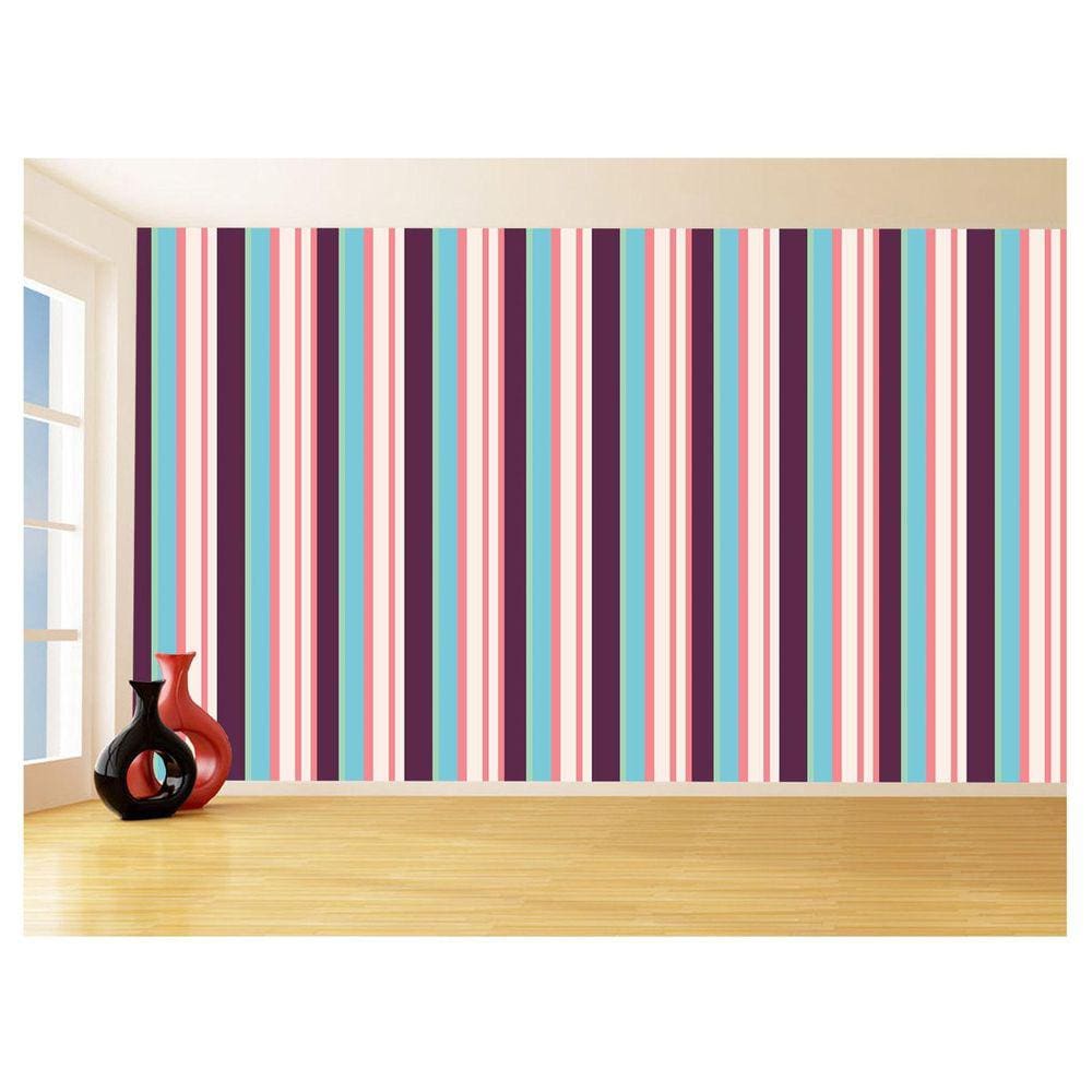 Papel De Parede 3D Listras Coloridas Verticais 3,5M Lst34