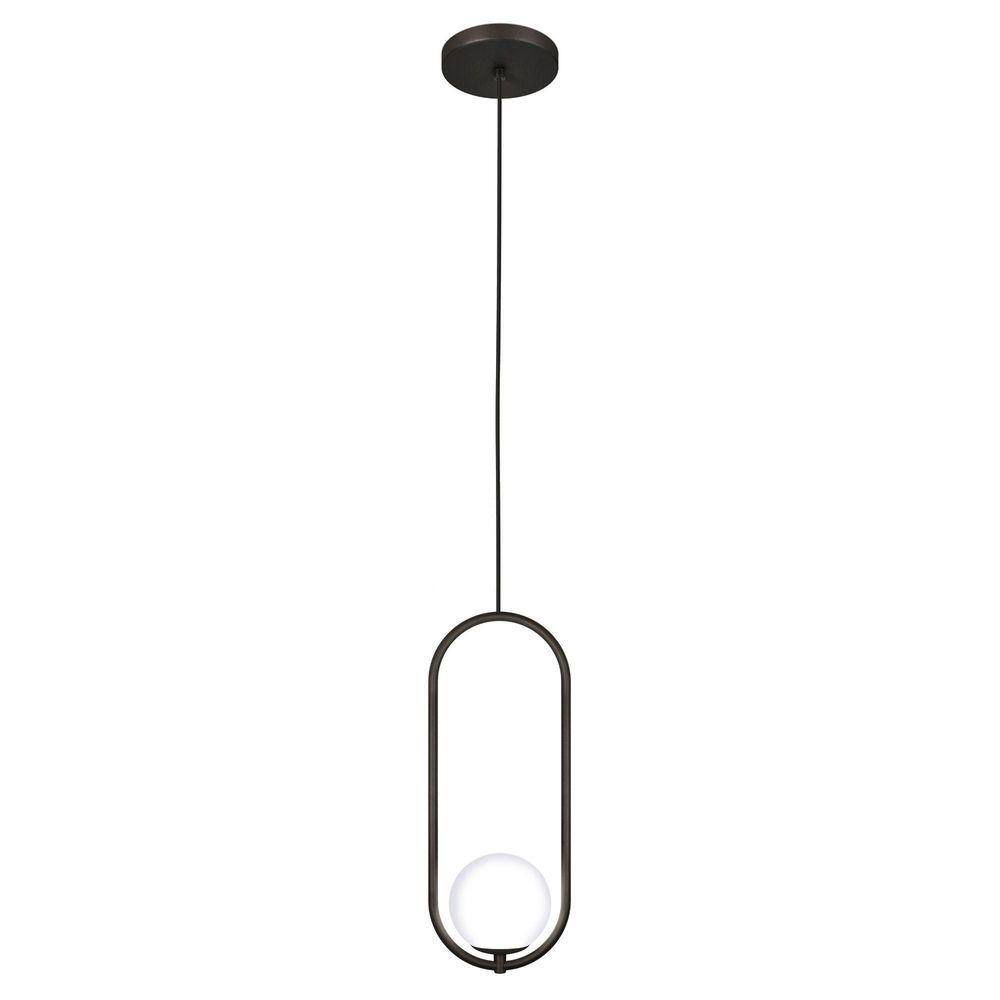 Luminária Pendente Teto Lustre Arco Globo Vidro Quarto Preto