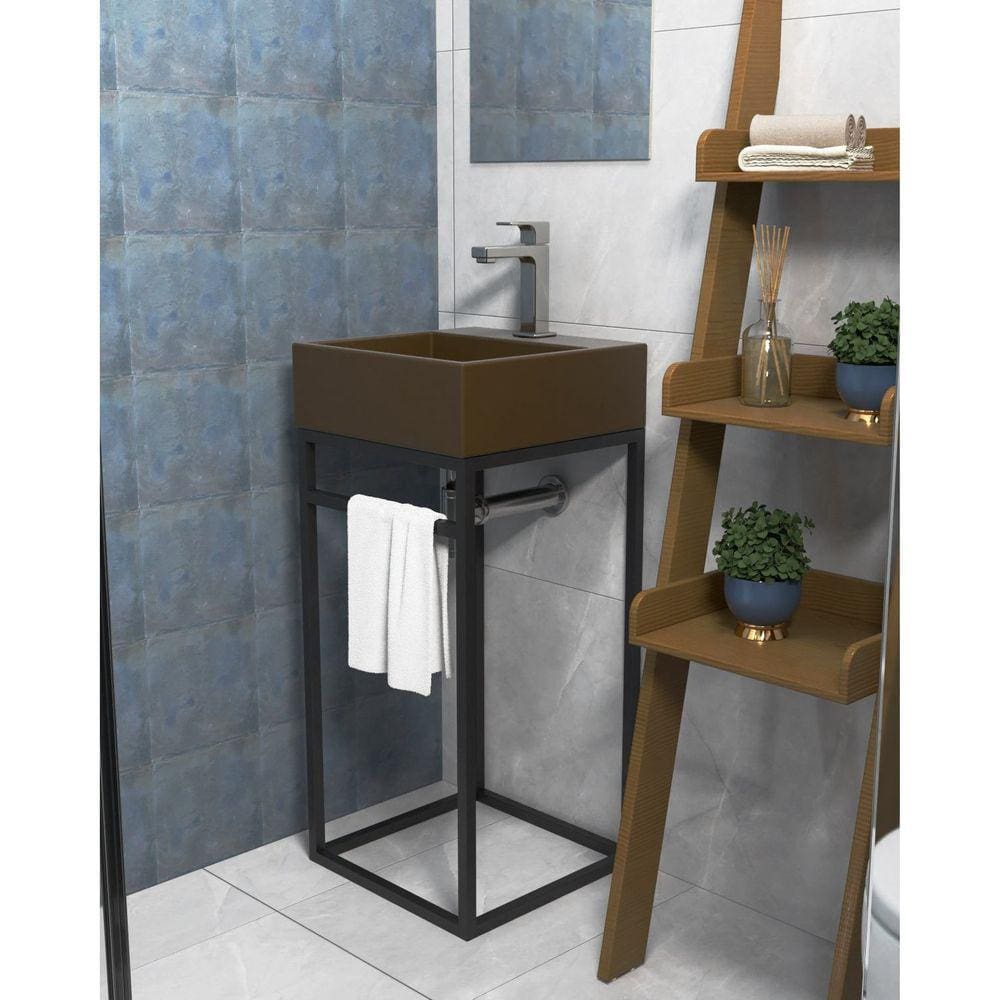 Base Box Iron 40cm Preto Fosco/Marrom Fosco