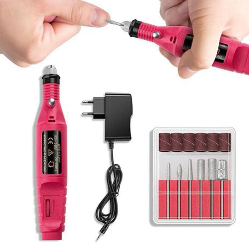 Lixadeira Unha Lixa Elétrica Profissional Motor Com 6 Brocas