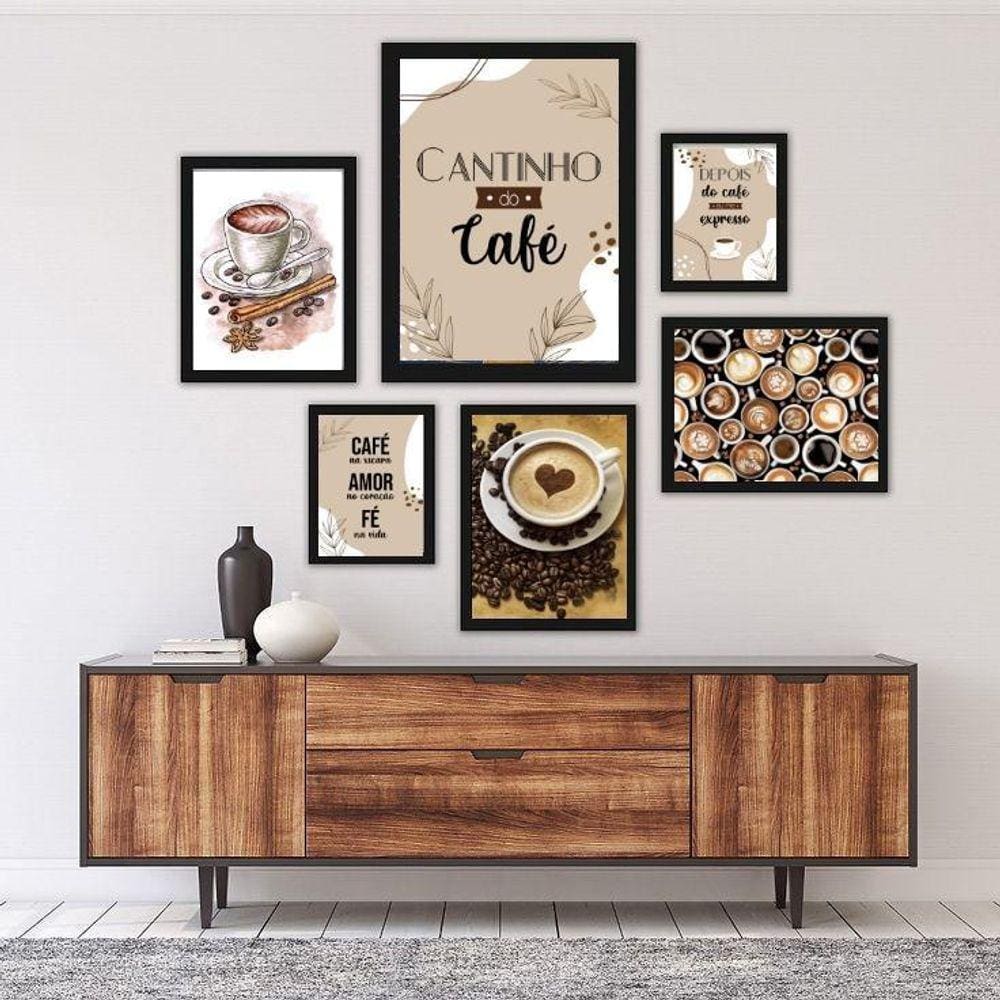 Kit Quadros Decorativos Cantinho do Café c/ Vidro