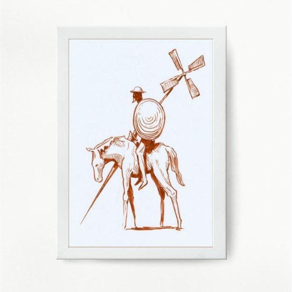 Quadro Don Quixote 24x18cm - Vidro - Moldura Branca