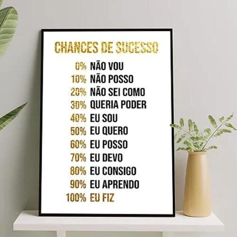 Quadro Motivacional Chances De Sucesso 24X18Cm