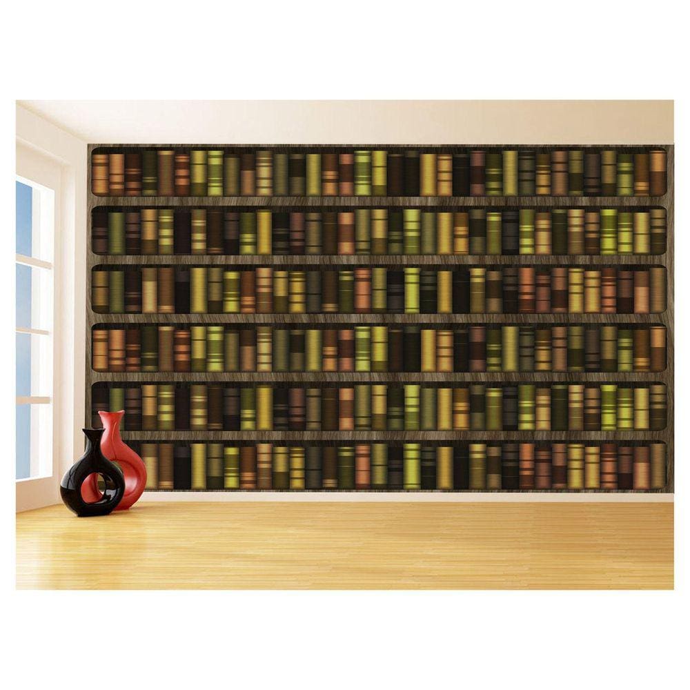 Papel De Parede 3D Estante De Livros Desenhados 3,5M Est12