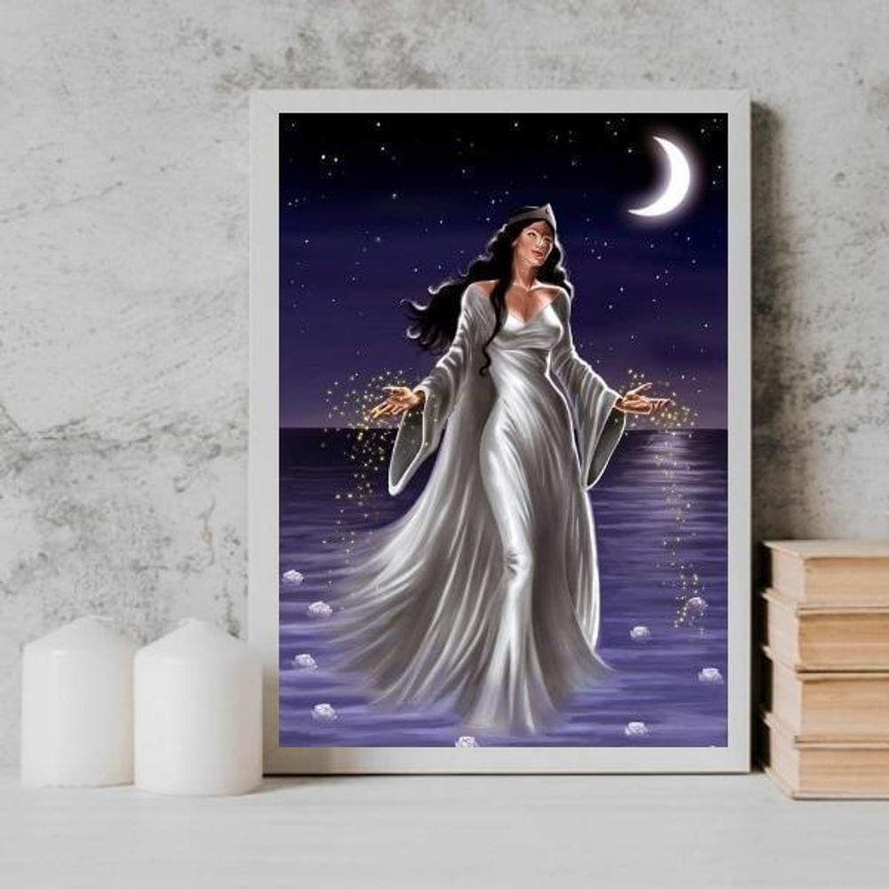 Quadro Umbanda Figura Iemanjá 45X34Cm - Com Vidro Preta