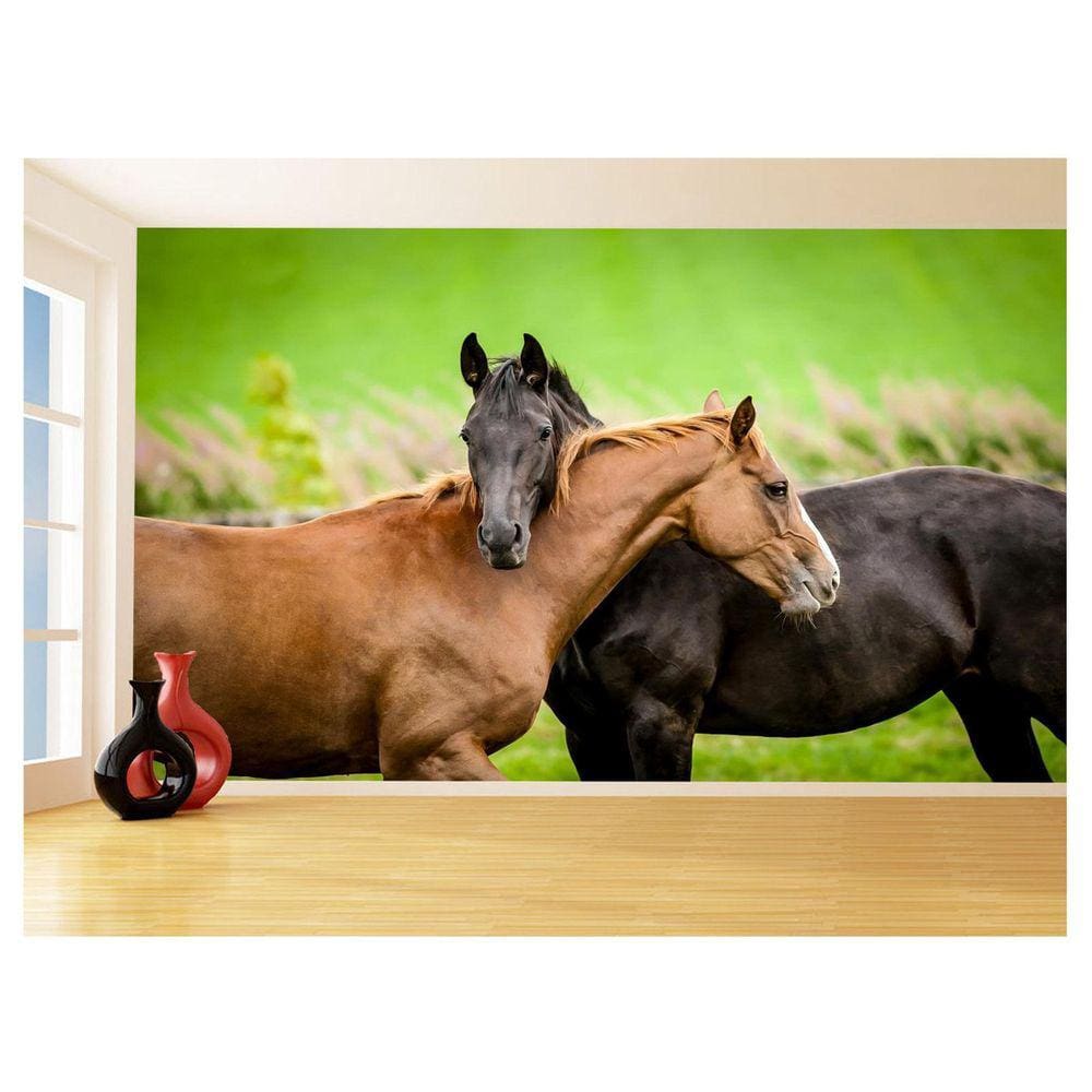 Papel De Parede Animais Casal Cavalos Fazenda 3,5M Anm324