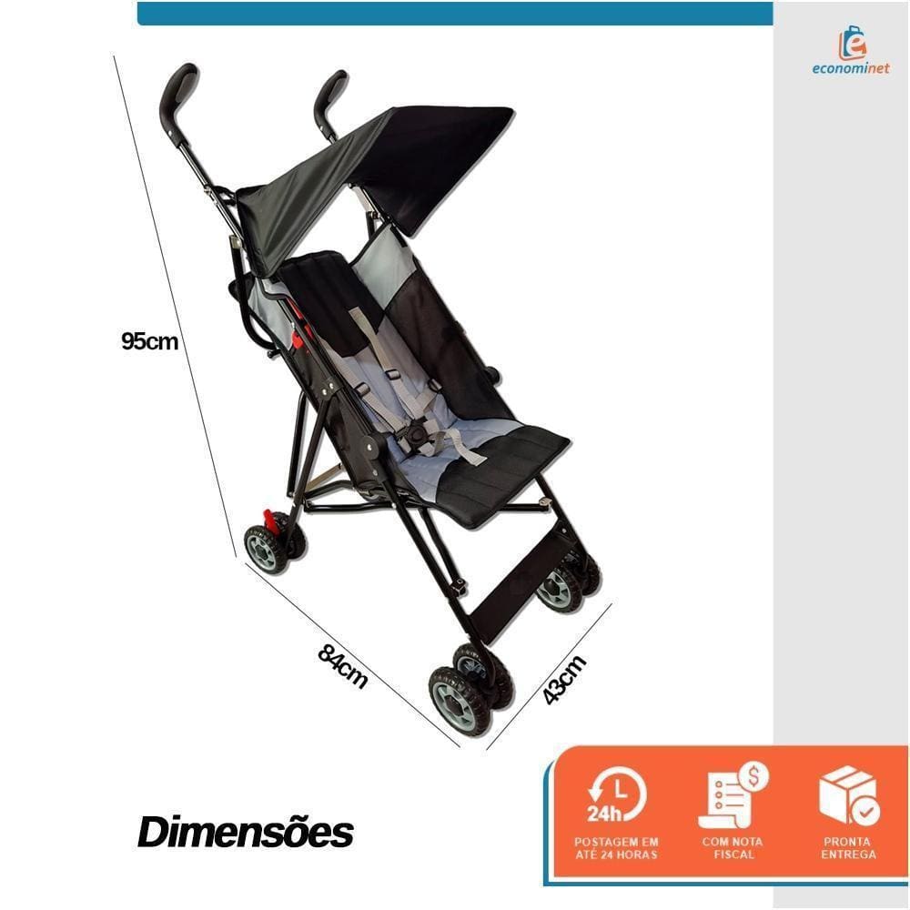 Carrinho de Bebê Turim Baby Style - Leve e Compacto, Reclinável, Capota