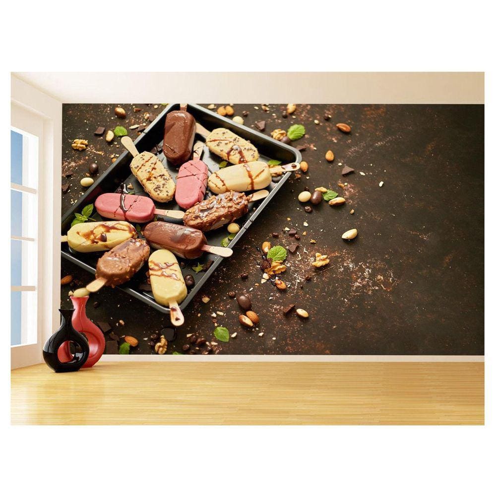 Papel De Parede 3D Alimentos Sorveteria Sorvete 3,5M Al397