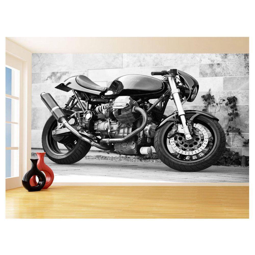 Papel De Parede 3D Moto Sport Bike Cafe Racer 3,5M Bkm46
