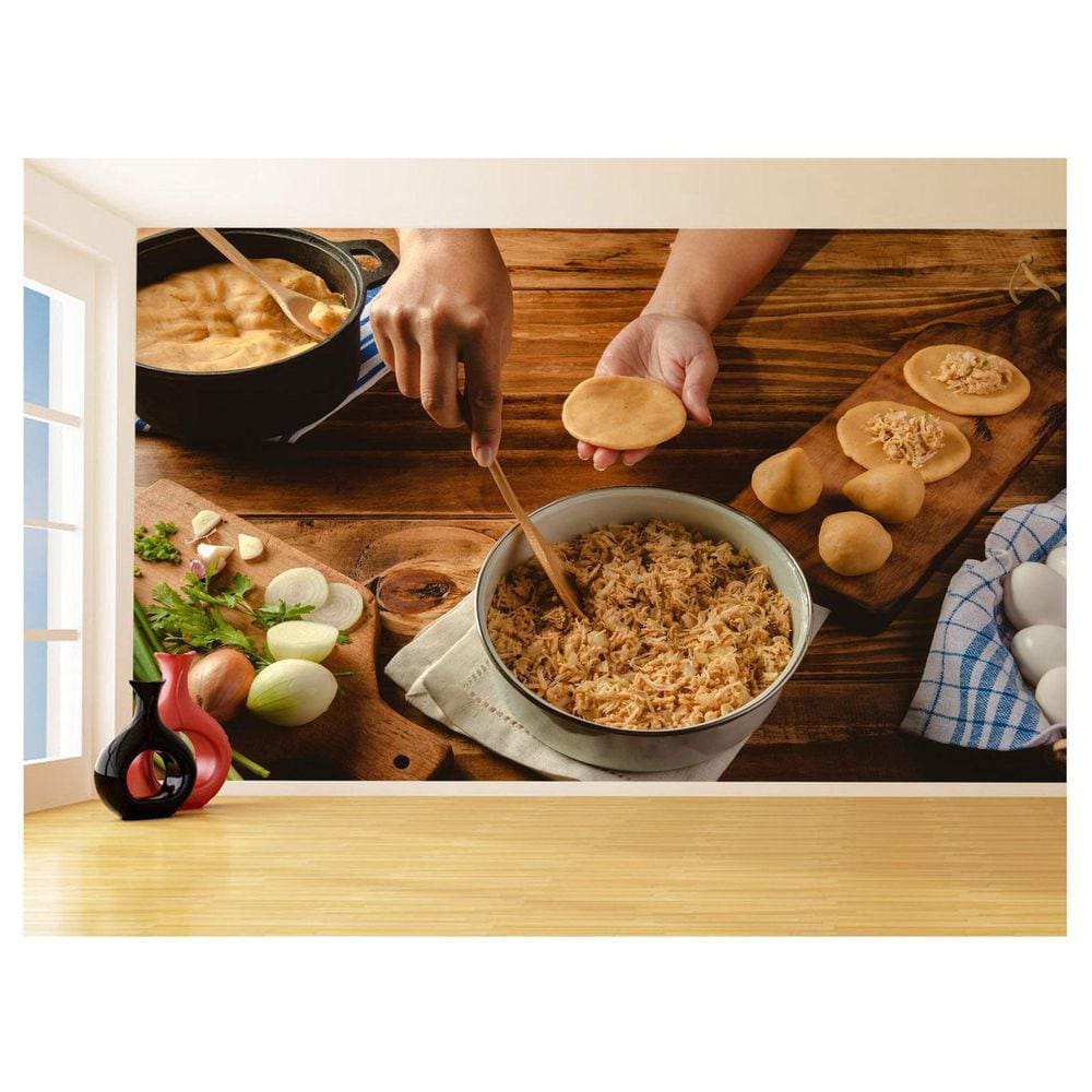 Papel De Parede Alimentos Salgados Coxinha Bar 3,5M Al535