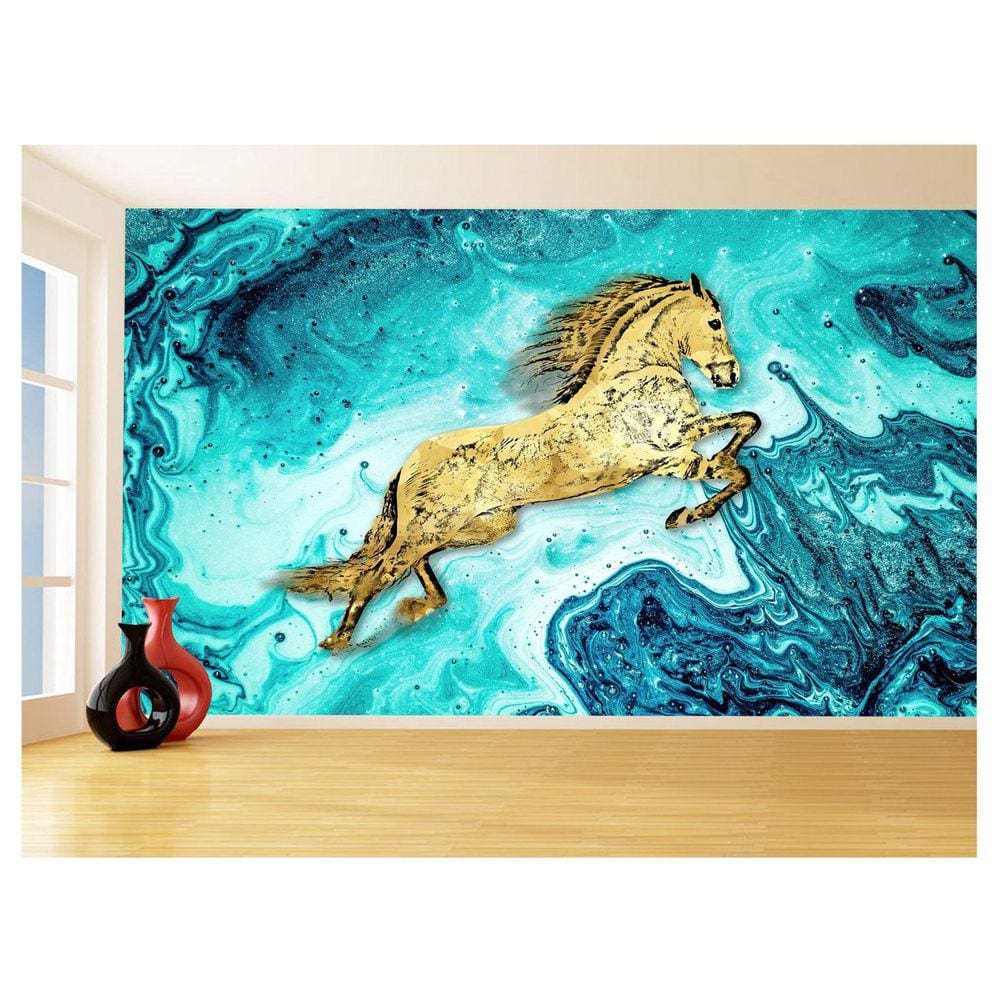 Papel De Parede 3D Animais Pop Art Cavalo Cores 3,5M Pxa308