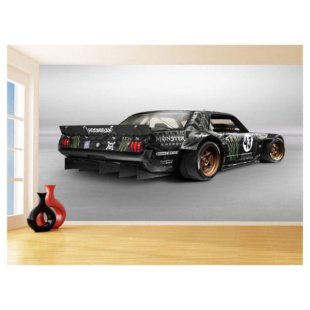 Papel De Parede 3D Carro Antigo Ford Mustang Hot 3,5M Cxr48