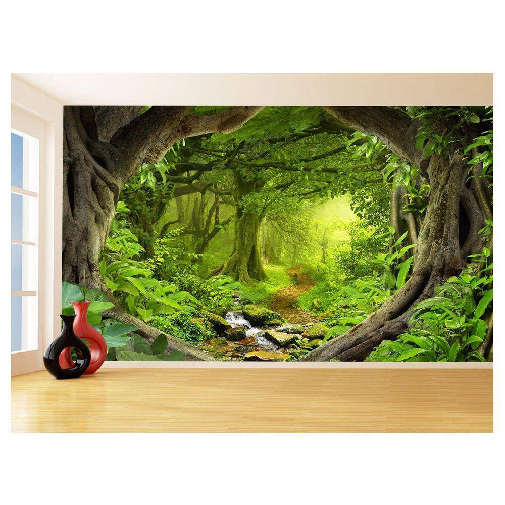 Papel De Parede Floresta Tropical Caminho Luz 3,5M Xna235