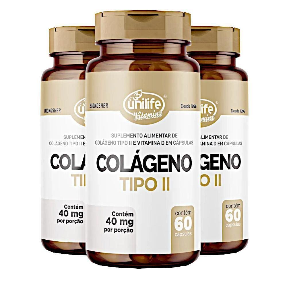 Colágeno Tipo Ii 60 Cápsulas 400Mg Kit Com 3