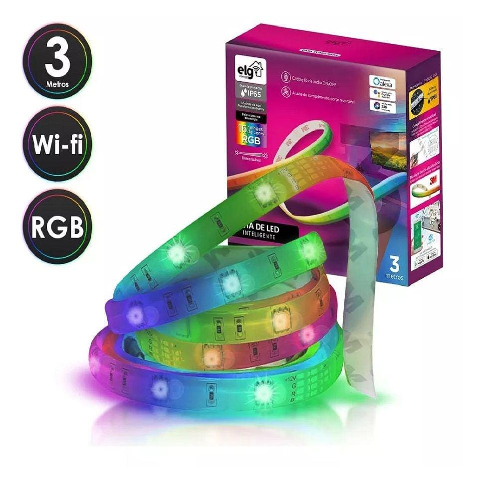 Fita De Led Inteligente Rgb ELG Wi-fi 3 Metros Alexa Google