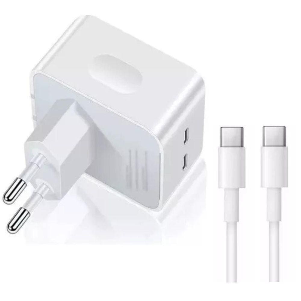 Carregador Turbo Duplo Usb-C Compatível Galaxy S20 21 22 40W
