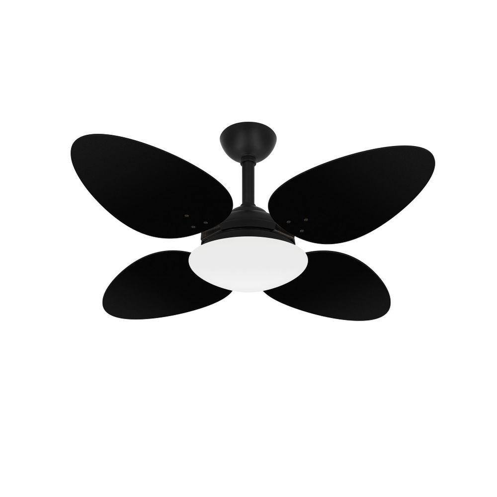 Ventilador Teto Trevo Preto Potente Quarto 4 Pás Ventax 220V