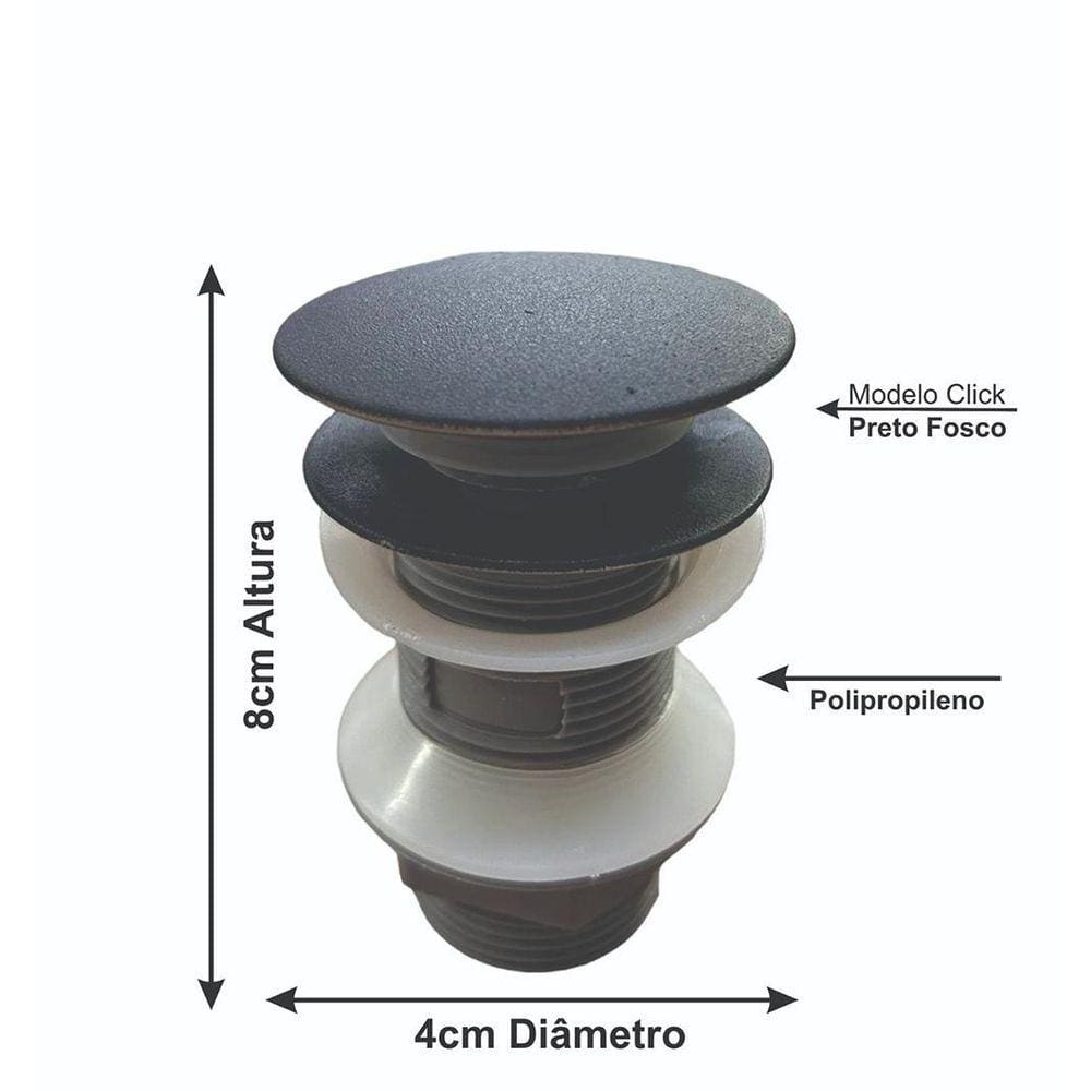 Kit Cuba Vidro Oval 47Cm + Torneira + Valvula Preto Fosco