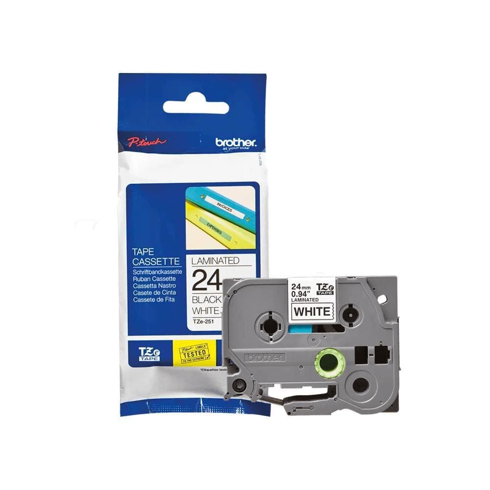 Fita Brother TZE-251 24mm Preto/Branco