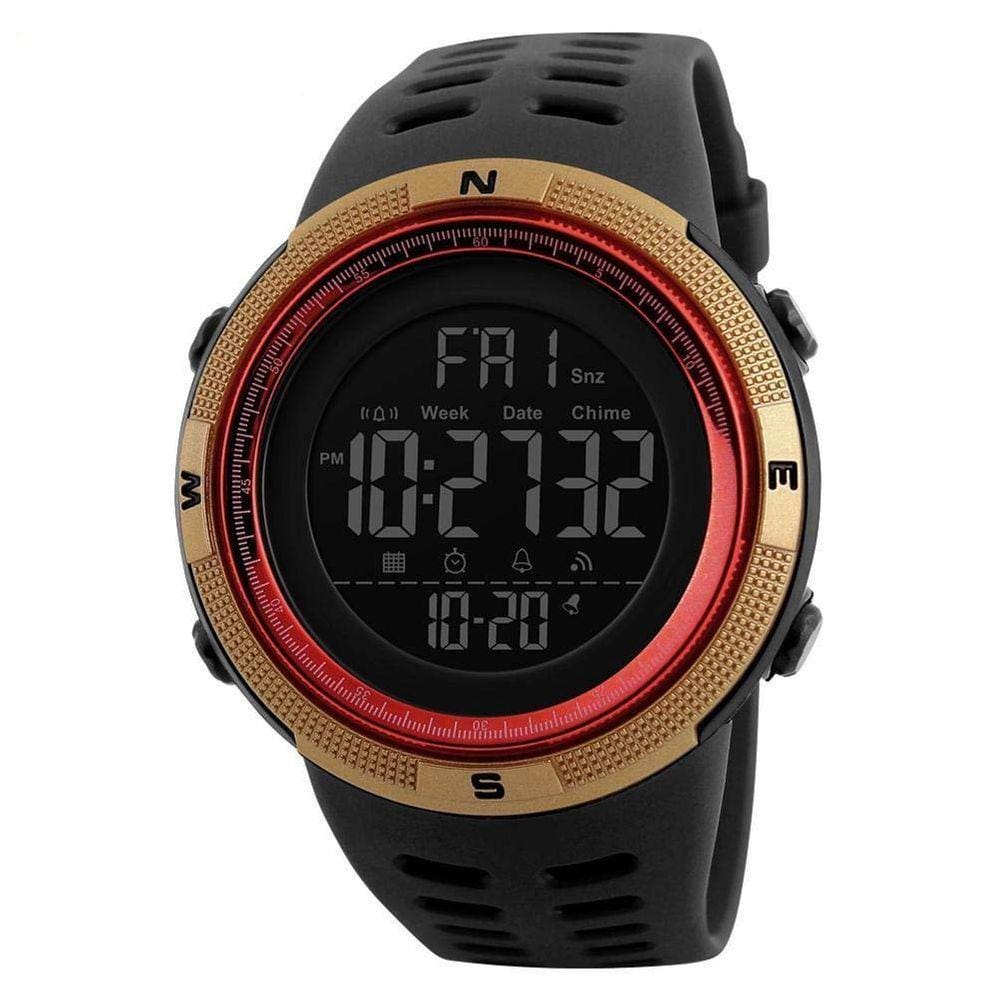 Relógio esportivo Ovvel Men Digital LED Alarm Stopwatch Gold