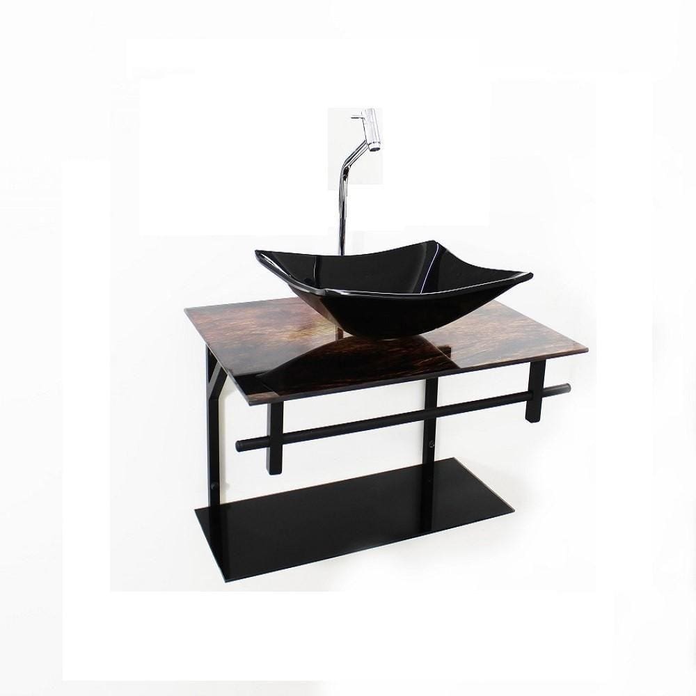 Gabinete Vidro Banheiro 60Cm Retangular Ap Slim Madeira