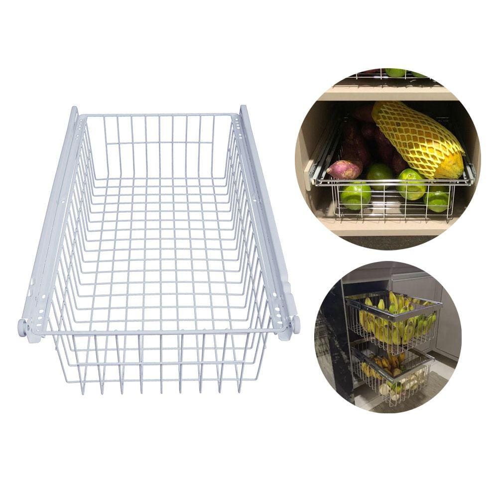 Gaveta Aramada de Embutir em Armário e Fruteira Cesto M21 com Corrediças para Cozinha 50x29,5x12cm