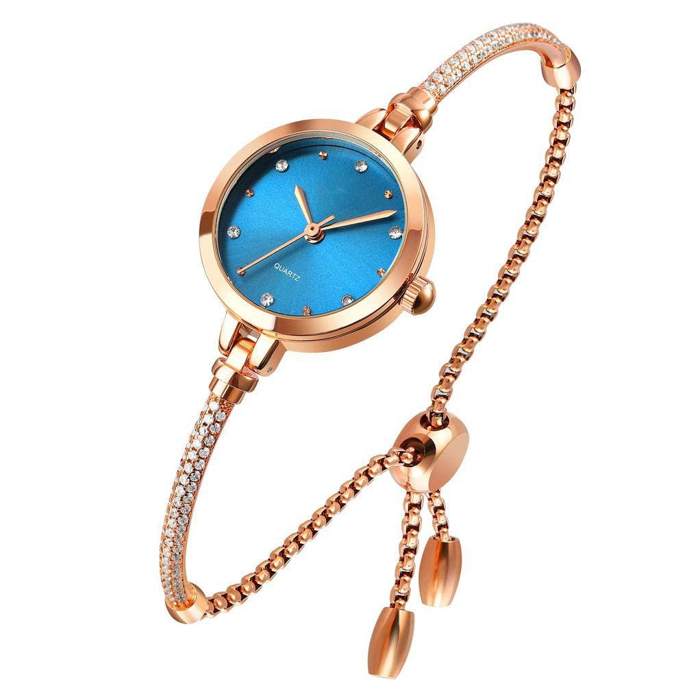 Relógio feminino TOOCAT analógico de quartzo rosa em ouro rosa com diamantes
