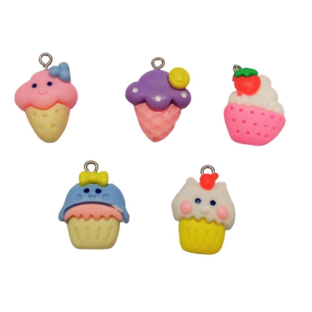 Pingente Doces Em Resina 20Mm Com 5 Unidades