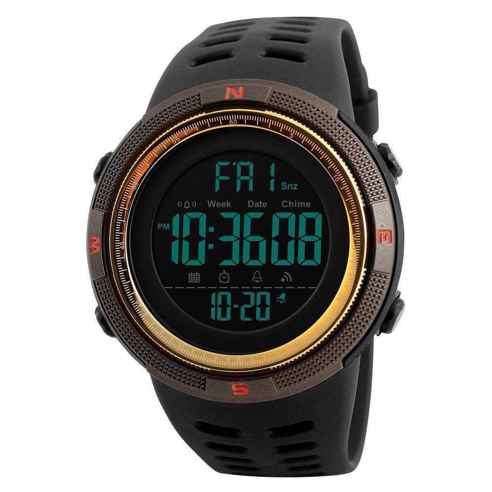 Relógio esportivo TONSHEN Digital Waterproof 50m LED para homens