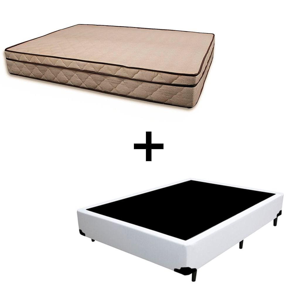 Cama Box Viúva 128 Tecido Sintético Branco Com Colchão Polônia Bello Box - D28 65x128x188