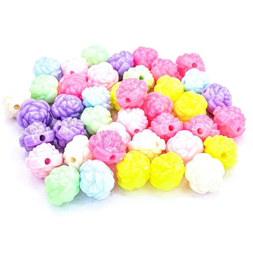Miçanga Flor 10Mm Candy Colors Com Furo Passante 300 Peças