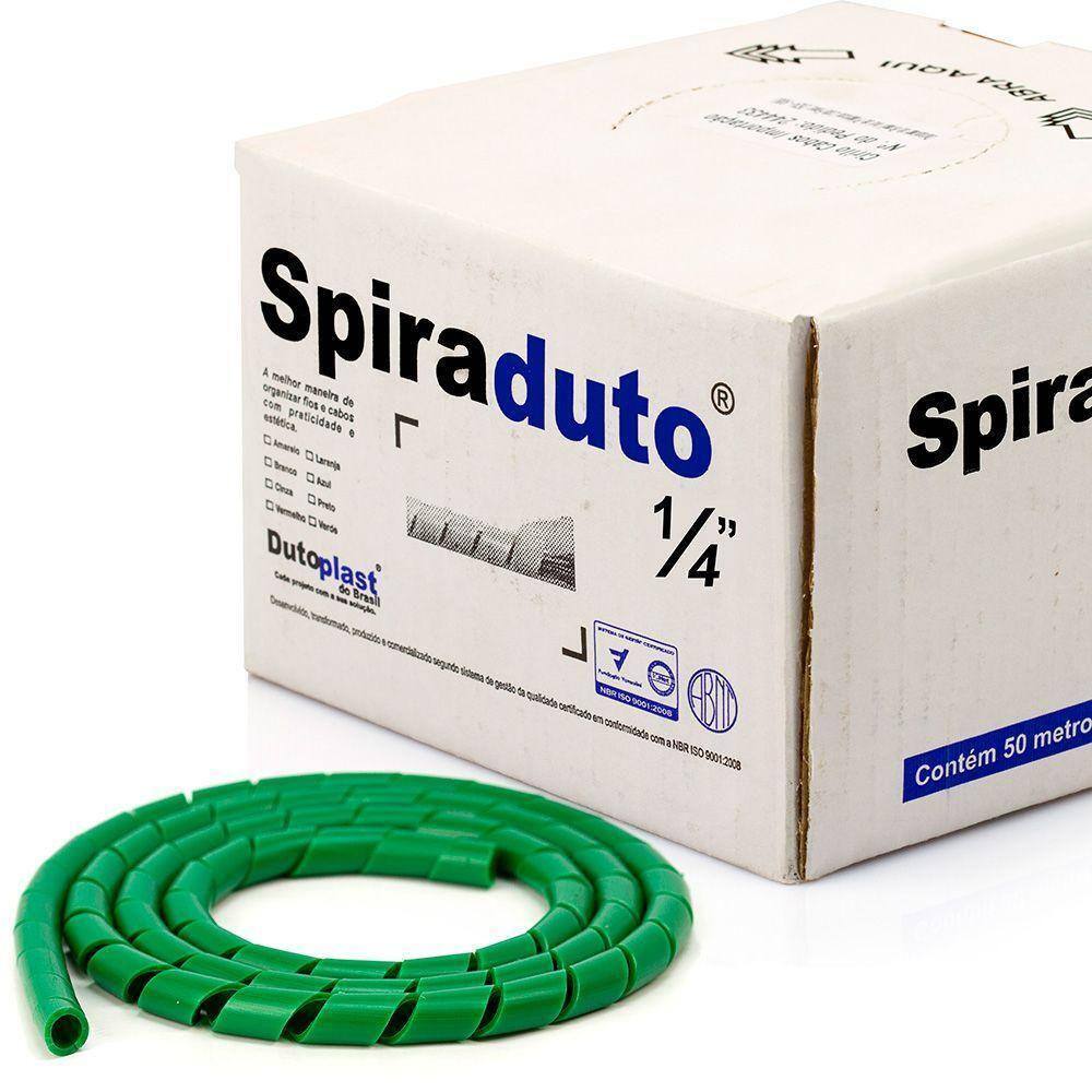 Organizador Fios E Cabos Spiraduto 1/4 Verde - 4 Metros