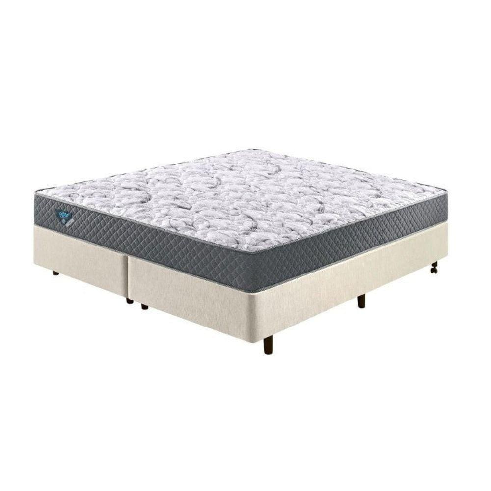 Base Box King Reforçado 193x203x38cm e Colchão Adapto Molas Ensacadas Branco