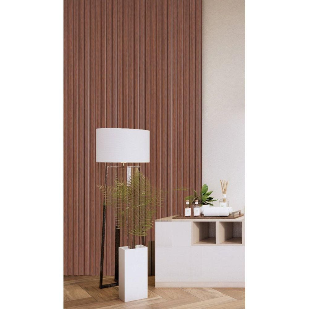 Painel Ripado de Madeira Mdf 270cmx1,5cmx6cm 0,54m² Cumaru