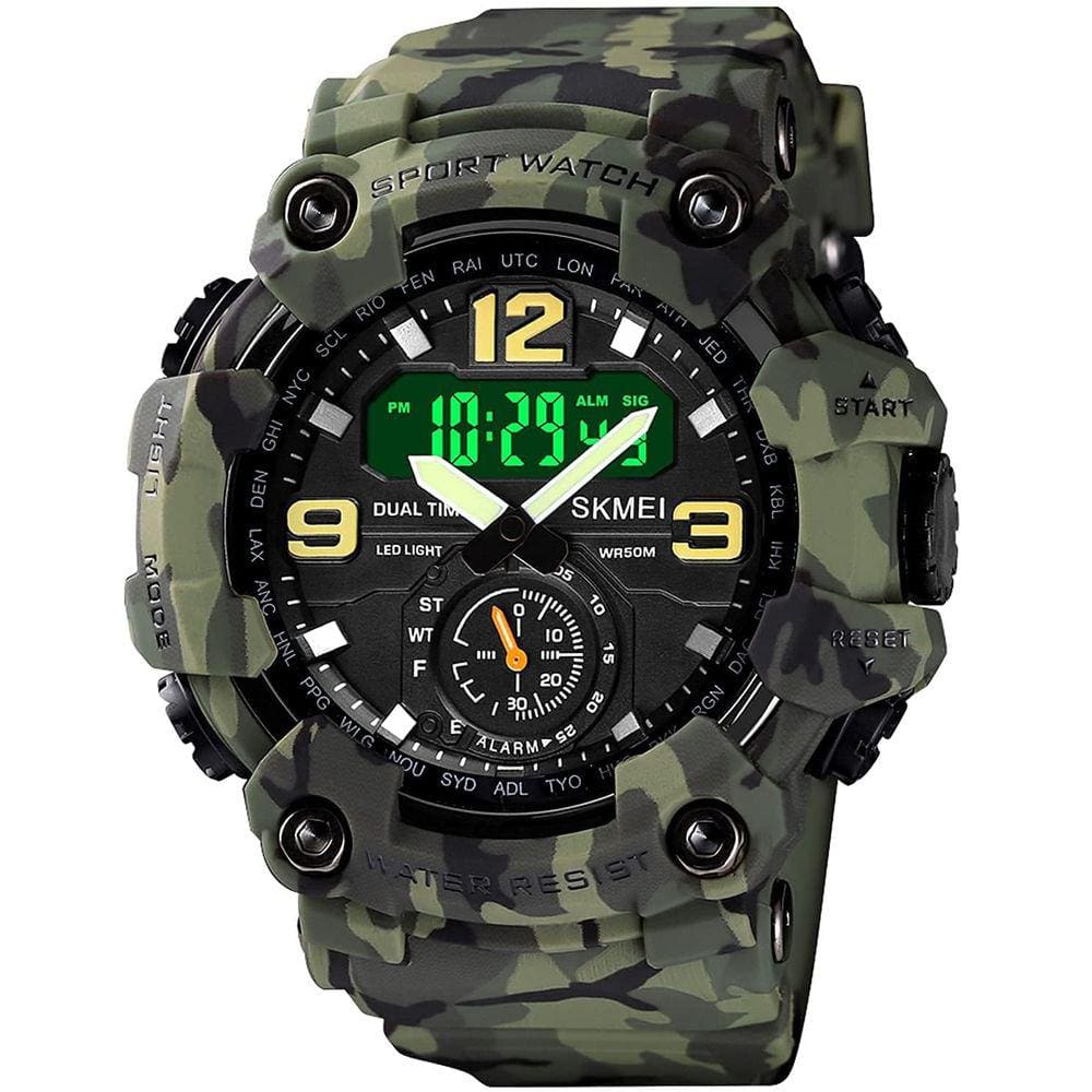 Relógio esportivo Gosasa Camouflage Green S-Shock à prova d`água