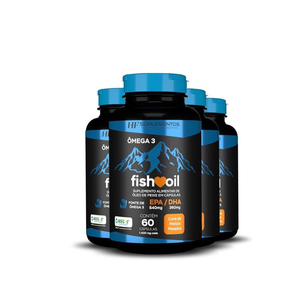 Kit 4X Omega 3 Fish Oil Meg 3 60 Cps Hf Suplementos