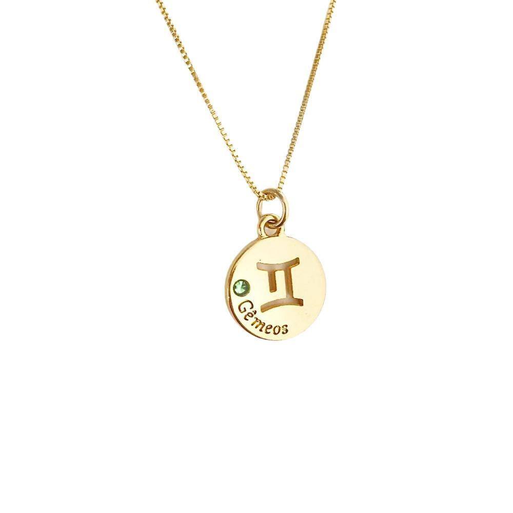 Colar Signos Corrente 55/60-Banhado Ouro 18K - Gêmeos