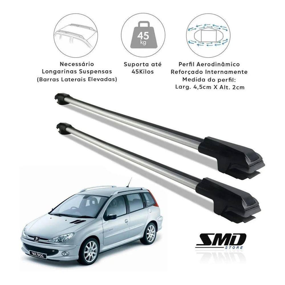 Rack Travessa Teto Peugeot 206 E 207 Sw Wagon Escapade Prata