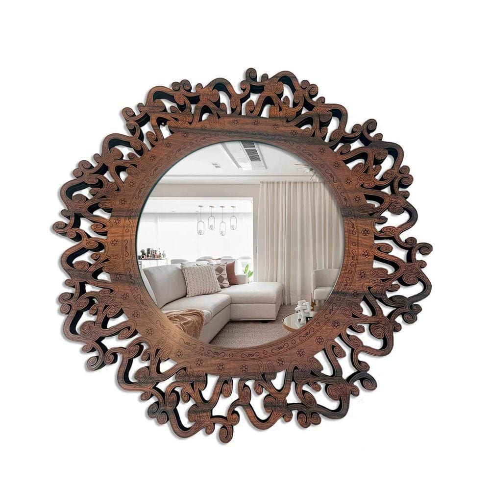 Espelho Decorativo Moldura Madeira Pegui Santorini 45 Cm