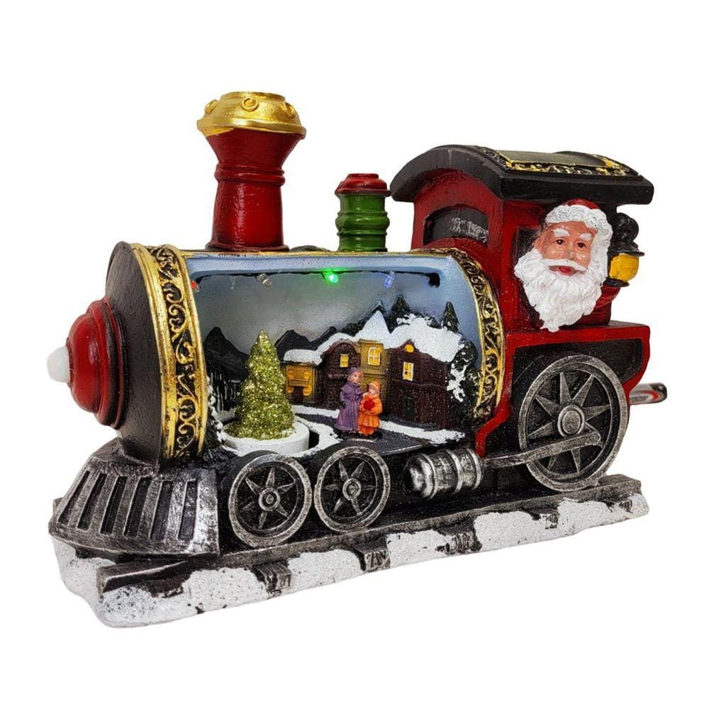 Locomotiva Natalina com Cena Papai Noel e Luz LED - NTD23007