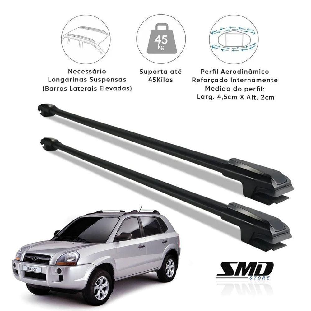 Rack Travessa Teto Hyundai Tucson 2004 A 2017 Preto Preto