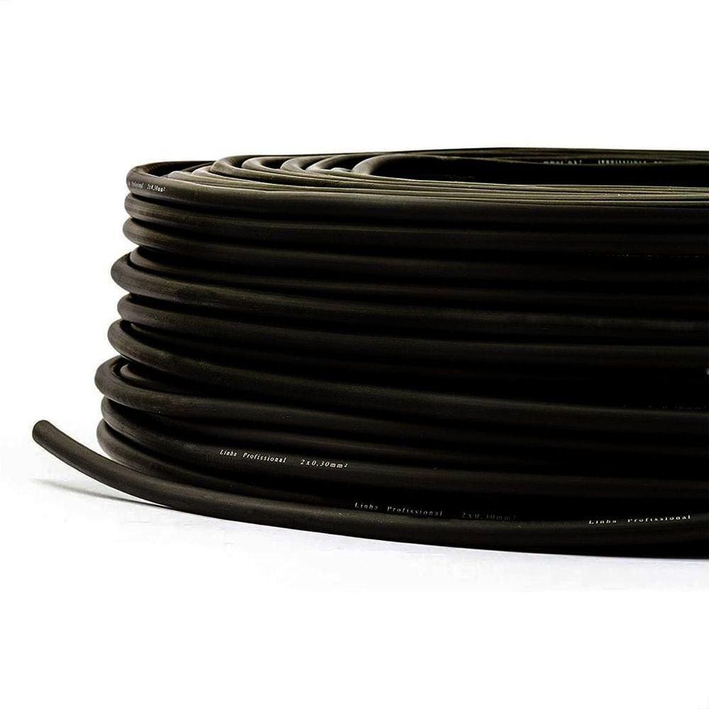 Cabo De Microfone Profissional 2X0,30 Preto - 3 Metros