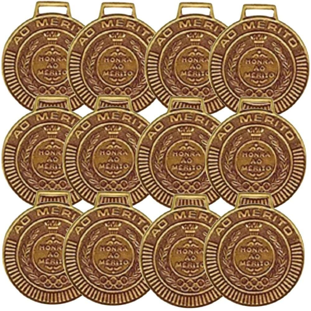 Kit com 10 Medalhas Rema Honra Ao Mérito 60mm com Fita Bronze
