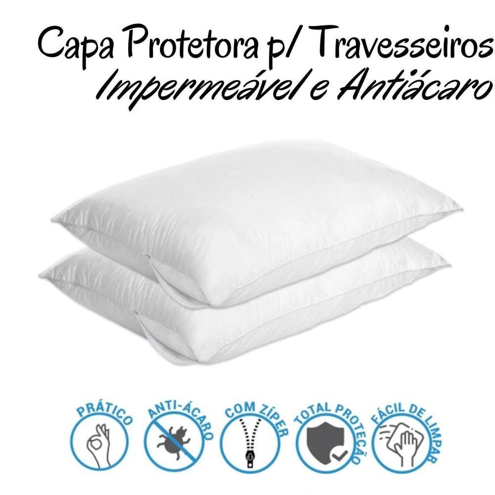 Capa Protetora P/Travesseiro Impermeável E Antiácaro C/Zíper