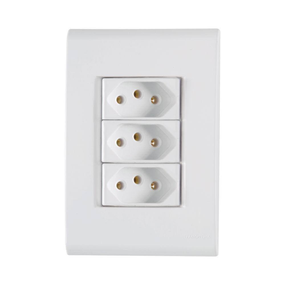 Conjunto 4x2 Com 3 Tomadas 2p+t 20 A 250 V Tramontina Liz Branco Tramontina