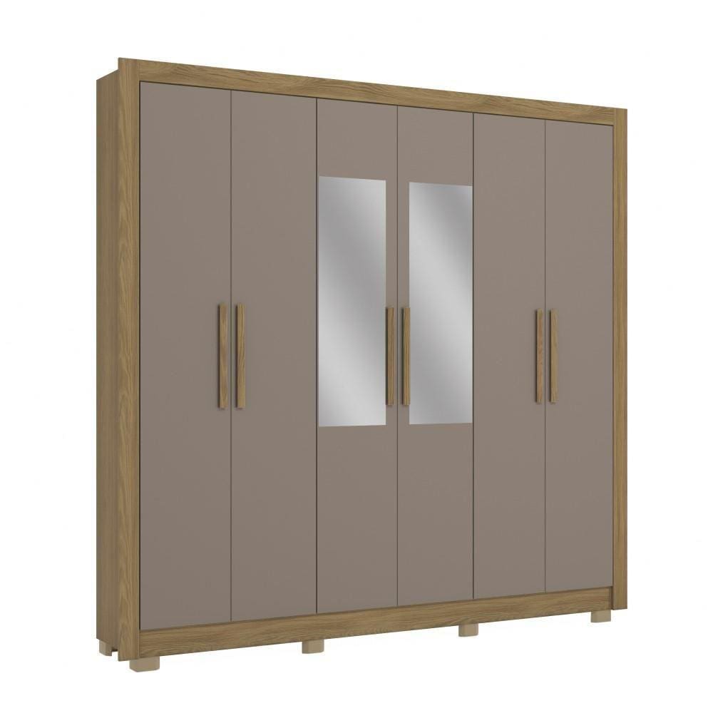 Guarda-Roupa Casal Kappesberg 6 Portas com Espelho Marrom Cinza - CB01M569