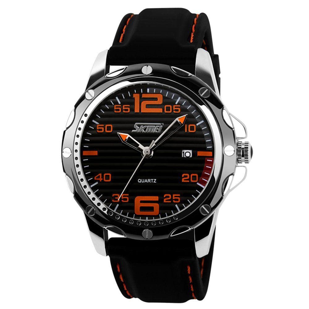 Relógio de pulso SKMEI Black Silicone Band com data para homens