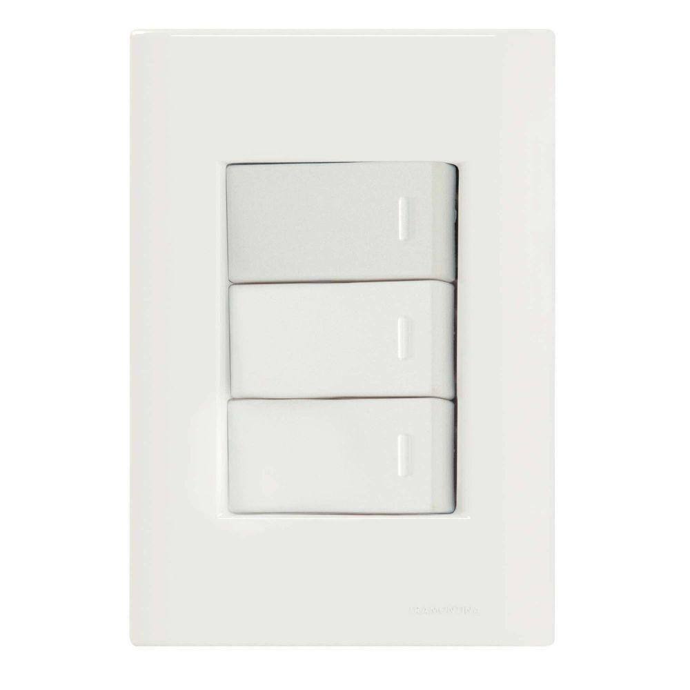 Conjunto 4x2 Com 3 Interruptores Simples 10 A 250 V Tramontina Giz Branco Tramontina