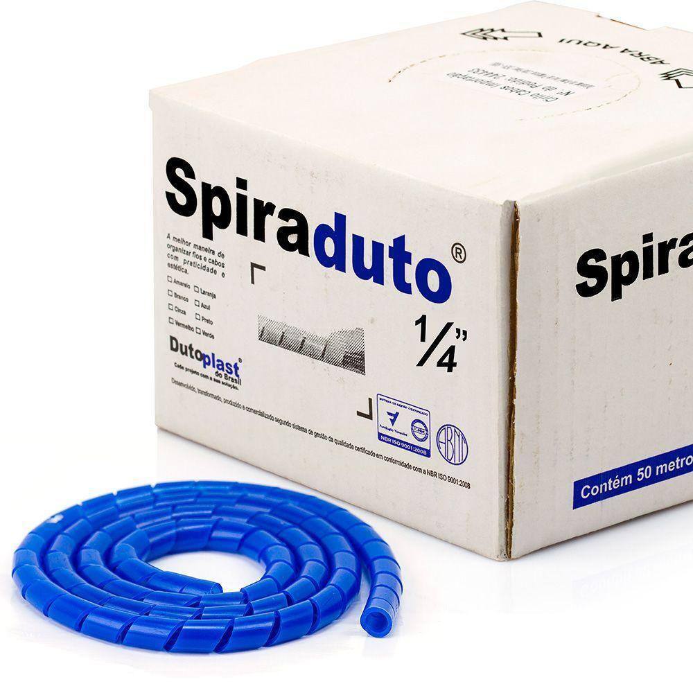 Organizador Fios E Cabos Spiraduto 1/4 Azul - 2 Metros