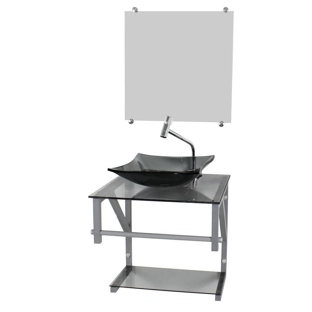 Gabinete De Vidro Fume 40Cm Ac Com Cuba Quadrada